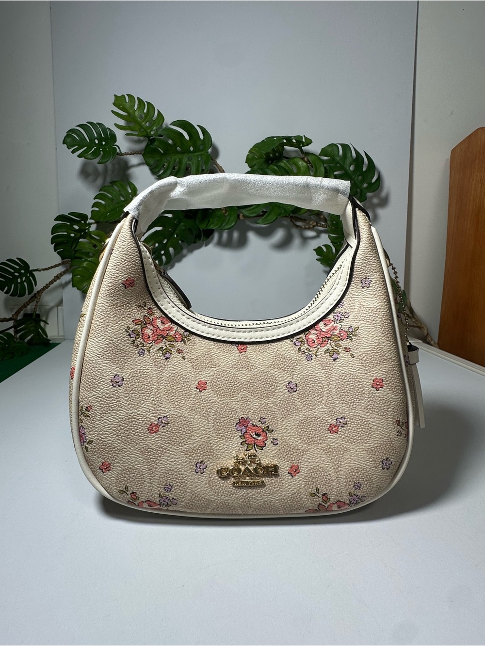 COACH Floral Print Cream Hobo Bag